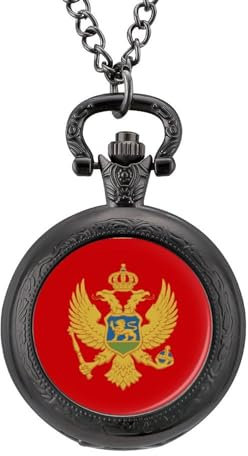 Retro/Vintage Mechanische Taschenuhr,Schönes Und Gesundes Design Mit Fliegendem Adler Und Montenegro-Flagge,Runde Halskette Mit Anhänger Für Männer Und Frauen – Geschenk Zum Geburtstag,Jahre