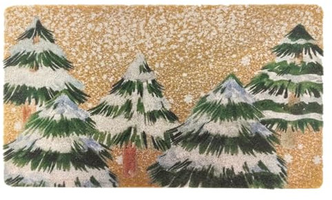 Christmas Door Mats Welcome Coir Xmas Tree Printed Doormats for Front Door Entrance Non-Slip Rubber Backing Santa Rugs for indoor outdoor 17 x 30 Inch