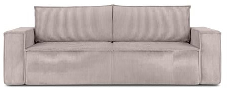 Konsimo Napi Sofa - Schlafsofa - Sofa mit Schlaffunktion - Schlafsofa mit Bettkasten - Couch - Couch mit Schlaffunktion - Sofabett mit abnehmbaren Kissen - Bettsofa - 244 cm - Beige
