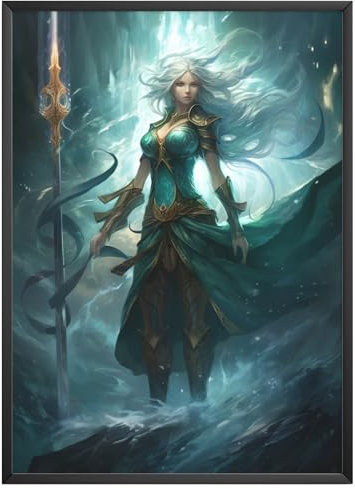 MJ-Graphics - Poster Königin des Windes - Anime Gaming Poster Zauberin | Wandbild Din A4 im Skinart Design mit 300g dickem Posterpapier - FineArt Kunstdruck ohne Bilderrahmen