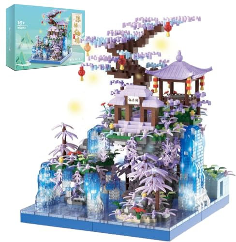 Chinesische Architektur Bausteine, 3000+ Klemmbausteine Feenpavillon Baumhaus Bausatz, MOC Architektur Bausteine Bausatz, Konstruktionsspielzeug für Kinder und Erwachsene