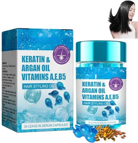 IFFANY Sérum Capillaire à la kératine et à l'huile d'argan, Capsules de sérum Capillaire pour Cheveux crépus, secs et abîmés