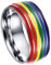 Holibanna Deko Regenbogen Männerring Titanring Regenbogenfarben Ringschmuck Handdekoration