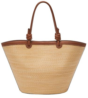 Fossil Damen Sommer Braun Stroh Tote Bag, ZB11042101