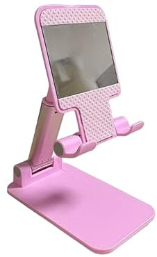 Foldable Mobile Phone Holder Stand Retractable Adjustable Cradle for iPhone 13 12 11 Pro Max X iPad and All Smartphones Adjustable Plastic Desk Desktop Tablet Universal Cell Phone Holder (Pink)
