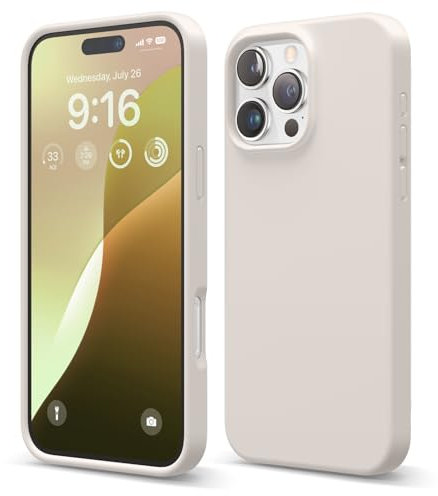 elago Compatible with iPhone 16 Pro Max Case, Premium Liquid Silicone Case, Full Body Protective Cover, Shockproof, Slim Phone Case, Anti-Scratch Soft Microfiber Lining, 6.9 inch (Stone)