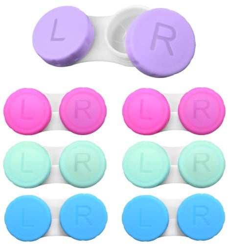 LICQIC 20 Packs Contact Lens Cases with Left/Right Caps, Contact Lenses Holder Box, Portable Leak-Proof Contact Lens Container for Home Travel Outdoor, 4 Colors