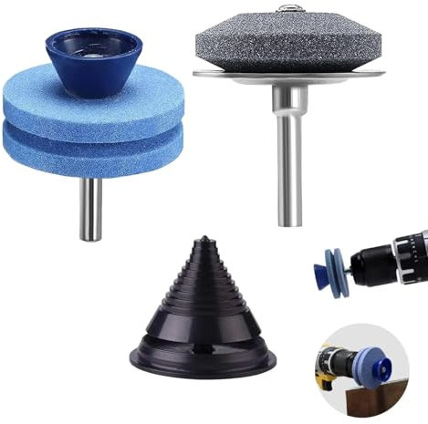Lawn Mower Blade Sharpener, Multi-Sharp Grinder Wheel Stone Sharp with Blade Balancer,Rotary Universal Lawnmower Sharpen Kit for Power Drill Hand Drill(Picture products randomly issued two or all)