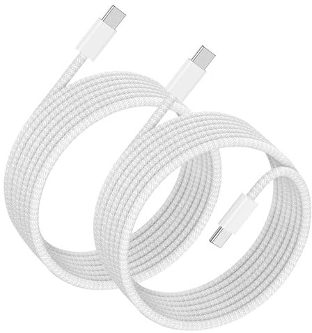 2 cables USB C a USB C 60 W, 2 metros cable USB Type-C carga rápida, cable tipo C nailon trenzado para iPhone 15 Plus/Pro Max/MacBook Pro/iPad Air/Samsung//Galaxy S23 S22/Huawei Pixel