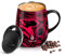 Ideus® Kaffeebecher 470 ml (16 oz), doppelwandige vakuumisolierte Kaffee- und Teetasse aus Edelstahl mit rutschfestem Griff und Schiebemoduldeckel und großem Volumen (Rotes Zebra)