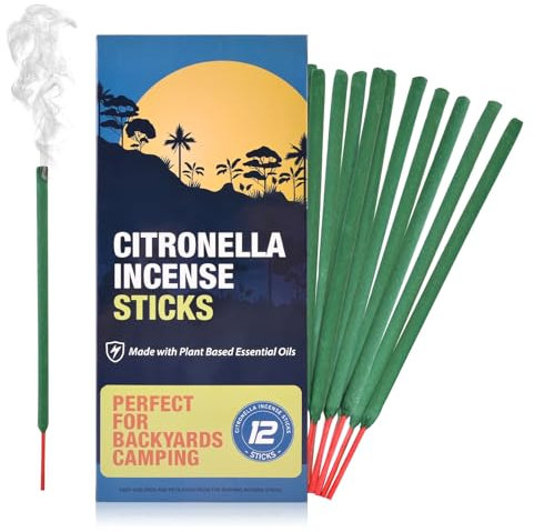 Citronella Räucherstäbchen 12 Stück pro Box - Citronella Räucherstäbchen für Camping, Terrasse, Wandern, etc