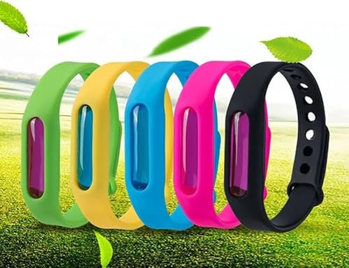 Mosquito Repellent Bracelet with Essential Oil - Against Aggresive Mosquitoes 100% Free from Toxin and Chemicals - Mosquito Repellent Outdoor, Camping for Children and Adults Waterproof (Pack of 5) +