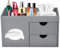 Taschentücher Box Leder mit Schubladen,Quadratische Kosmetiktücher Box mit Magnetverschluss,Tücherbox mit Seitentasche für Mobiltelefone,Kosmetikpinsel,Fernbedienungen,Büroartikel,Parfüms (Grau)