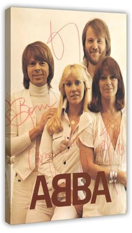 ABBA 1997 Rockband Vintage Legende Autogramm Kunst Leinwand Poster Wandkunst Dekor Druck Bild Gemälde für Wohnzimmer Schlafzimmer Dekoration 30 x 45 cm