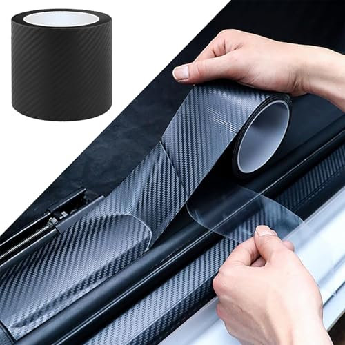 YSYYDS Auto Einstiegsleisten Schutz Lackschutzfolie für Skoda Kodiaq Karoq Octavia, Kohlefaser Aufkleber Carbon Folie Türschwellenaufkleber Selbstkleben Autotürschutz Stoßstangenschut (10cmx5m)
