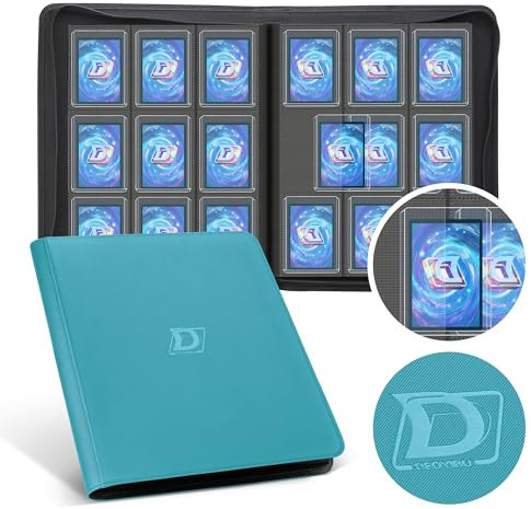 Deoyibu Toploader Binder Alben 100% für 288 Sammelkarten Toploader, 9-beidseitigen Card Binder mit PU-Leder für 3x4 Rigid Toploader, Sammelkarten Album Ideal für TCG, MTG etc., Grün
