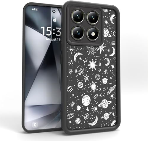 PanXCase Hülle für Xiaomi 14T - Handyhülle Silikonhülle Weich Dünn Leicht Elegant Design, Kameraschutz Stoßfest Kratzfeste Slim Schutzhülle (Black,Planets)