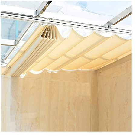 Baldacchino retrattile per pergola da esterno con filo scorrevole ondulato parasole dimensioni personalizzate beige copertura per gazebo balcone giardino resistente patio tenda