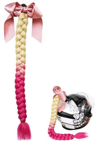 Hayaww Motorrad Helm Zöpfe Motorräder Gradient Ramp Helm Dekorieren Zöpfe Retro Motorrad Helm Zöpfe Helm Haar Perücke Geflochtener Pferdeschwanz mit Abnehmbarer Saugnapf Haarschmuck (B)