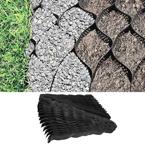 TTSITG Geogrid Kiesgitter, 2,7 x 5,2 m, 5,1 cm dickes Geocell-Bodengitter, 155 m² Erweiterung und faltbares Kiesstabilisatorgitter, HDPE-Kies-Bodengitter für Neigung, Unterbauarbeiten, Einfahrten