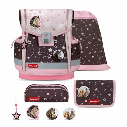 Belmil Classy Plus Schulranzen Set 5-teilig mit Brustgurt (405-78/AG/S) (Champion Horses)