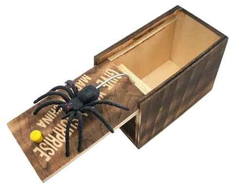 Spinne in Der Box, Spider Prank Box, Scherzartikel für Halloween Streich, Spinnenbox Scherzartikel, Spider Prank Toy, Spinne üBerraschung Streich Holz Angst Box für Erwachsene Kinder