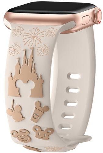 Pulseras grabadas en 3D de dibujos animados compatibles con Apple Watch, 40 mm, 38 mm, 44 mm, 45 mm, 41 mm, 42 mm, 49 mm, para mujer, de silicona bicolor para iWatch Series SE Ultra 10 9 8 7 6 5 4 3 2