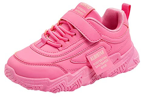 Scarpe da corsa per ragazze Slip On Bambini Scarpe da ginnastica impermeabili Ragazzi Sneakers Viola Tinta Unita Scarpe da ginnastica Soft Suola piatta Casual Comfort Moda Outdoor, Rosa acceso, 36 EU