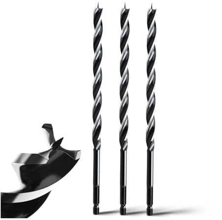 MOXPIFY 3tlg 8x300mm Holzbohrer Holzschlangenbohrer für Weichholz, Hartholz mit Zentrierspitze und E 6.35 Schaft