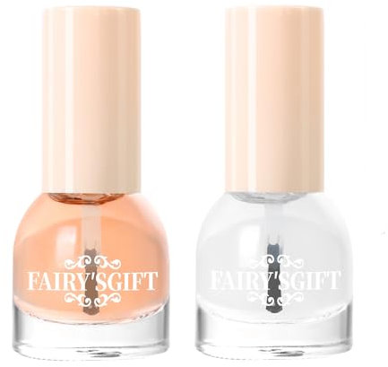 Base and Top Coat Nail Polish Set, 2Pcs No Wipe Shiny Coat for Fingernail Air Dry Clear Nail Polish Long Lasting Nail Protective DIY at Home (Base Coat Shiny Top Coat, 10 ML)
