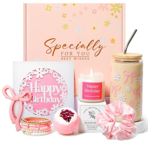 Geburtstagsgeschenk für Frauen,10 11 12 16 18 21 30 Jahre Geburtstag Geschenke Mädchen Teenager,Beste Freundin Geschenke Trinkglas Set,Pinke Sachen Geschenk Geschenkset für Freund,Schwester,Kollegin