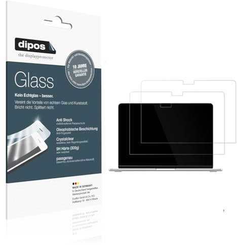 dipos I 2x Protector de Pantalla compatible con Apple MacBook Air 13 Zoll M4 2025 Vidrio Flexible Cristal Proteccion 9H