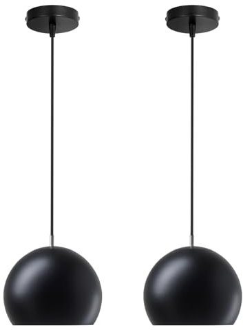 LIGKIN 2 Stück Pendelleuchte Kreativer Globus Rotierender Kronleuchter Moderne Hängeleuchte E27 Deckenbeleuchtung Einstellbare Hängelampe für Schlafzimmer Wohnzimmer Esszimmer Bar, Schwarz