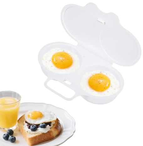 1PCS Microwave Egg Poacher 2 Plastic Egg Poacher Microwave White Poached Egg Maker Microwave Eggs Capacity Poached Egg Steamer Cups Egg Maker and Microwave Egg Boiler Poacher for Home Breakfast