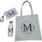 Grupo Darik Pack Personalizado con Letra Inicial – Totebag Lino + Estuche con Asa + Botella Termo Acero Inox 500ml – Diseño Floral – Regalo Mujer, Cumpleaños, Día de la Madre