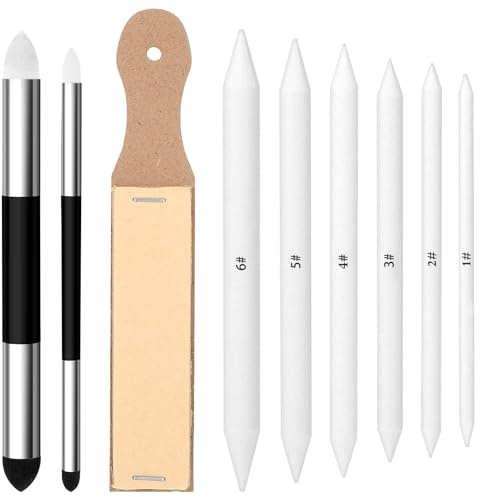 Giantree 9 Stück Papierwischer Set, Papierwischer Zum Zeichnen Blending Stump Radiergummi Skizzen Schwamm Radierstift Malerei Für Abwischen Korrigieren Kunst Zeichnen Künstler