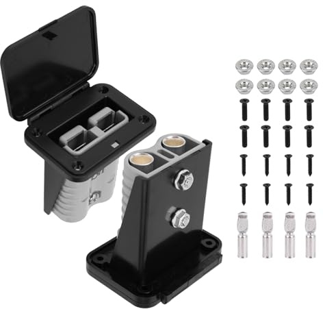 2uds 175A Kits De Conectores Rápidos para Batería, Impermeable Base de Montaje la Batería con Tapas Terminales Tornillos Tuercas Compatible con Anderson Conector para Coche RV Barco (Gris)