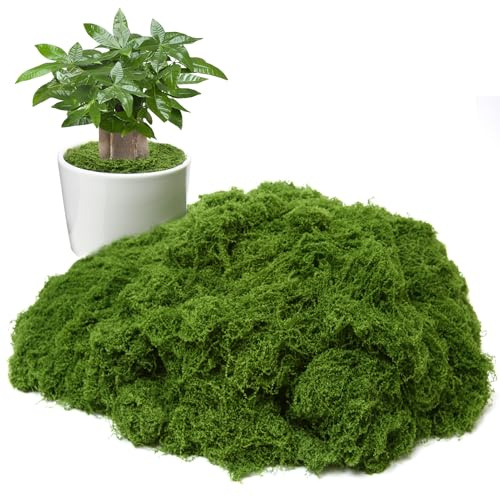 BESKIT Artificial Green Moss, 300g, Dark Green | Fake Moss Decor for Potted Plants, Indoor Plants, Glass Containers, Outdoor Plants, Wedding, Gardens, DIY Crafts