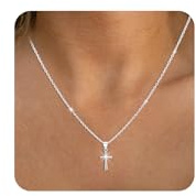 vidonio 925 Kreuz Kette Silber, Einstellbare Kreuz Kette mit Länge 47+5cm, Kreuzkette silber damen mit Anhänger, ideal für das Schichten mit anderen Halsketten, perfekt für Frauen und Mädchen