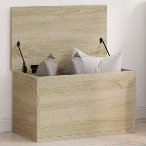 Mokuyary Truhe Sonoma-Eiche 60x35x35 cm Holzwerkstoff Aufbewahrungs-Truhe, Sitzbank Bank,Betttruhe mit Stauraum Sitztruhe für Flur, Schlafzimmer, Wohnzimmer