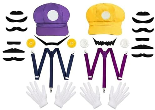 Ainvliya Karneval Kostüm Erwachsene Damen, Karnevalskostüme Damen Gruppen Kostüm Cosplay Zubehör Set Mit Tüllrock Mütze Hosenträger Bart Knöpfe Handschuhen & Socken Für Karneval & Mottoparty