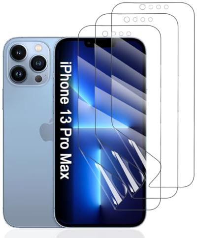 Hhfcryst 3 Stück Hydrogel Folie für iPhone 13 Pro Max, TPU Displayschutzfolie HD Transparent Weich Schutzfolie (Nicht Gehärtetes Glas)