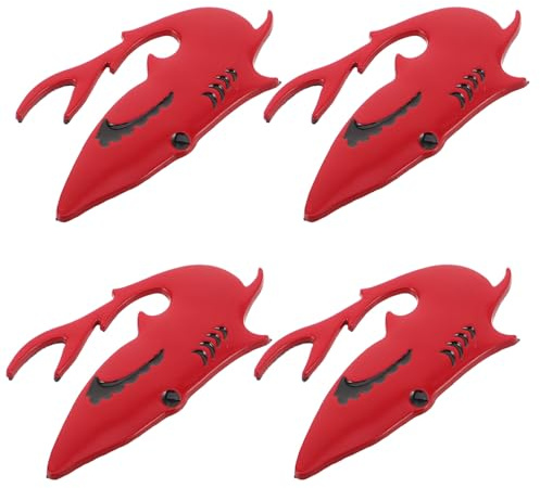 MUSISALY Adesivi in Metallo per Carrozzeria Auto a Forma di Squalo Rossi Set da 4 Pezzi Adesivo Resistente per Cofano e Decorazione Laterale Accessori per Auto e Camion
