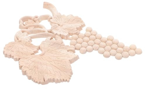 UKCOCO Applique Sculpture Bois Grappe de Raisin Sculptée Creuse en Bois Beige Solide pour Décoration Murale Élégante de Salle à Manger ou Salon