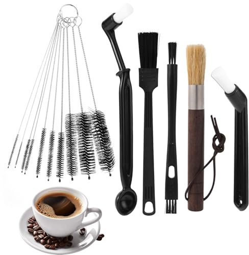 15pcs Coffee Grinder Cleaning Brush Set, Espresso Machine Cleaning Brush Kit with Ergonomic Handle Multifunctional Grinder Cleaner Tools for Barista Home Kitchen Use