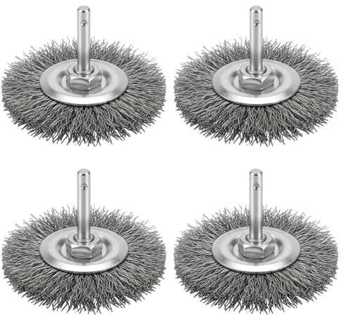 SHYSBV Wire Brush for Drill Set – 4PCS 1/4 Inch Shank for Removing Paint, Cleaning Wood, Rust Removal, Metal Cleaning & Polishing – Compatible with Cordless & Corded Drills