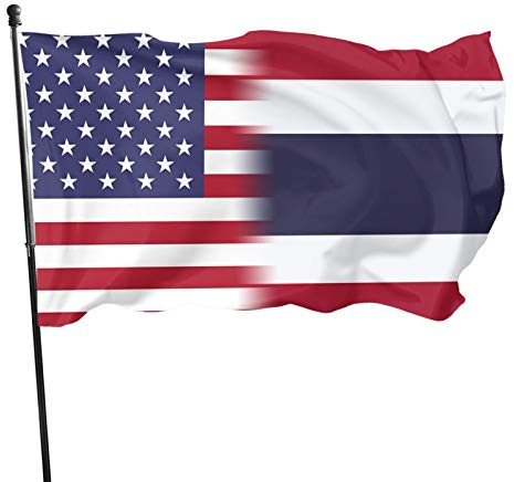 Banner mit amerikanischer und thailändischer Flagge – 90 x 150 cm, tion für den Innen- und Außenbereich, für Garten und Haus