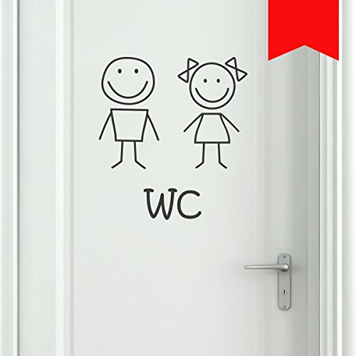 WANDKINGS Wandtattoo - Frau & Mann im Smiley-Style - 48 x 52 cm - Hellrot - Wähle aus 5 Größen & 35 Farben
