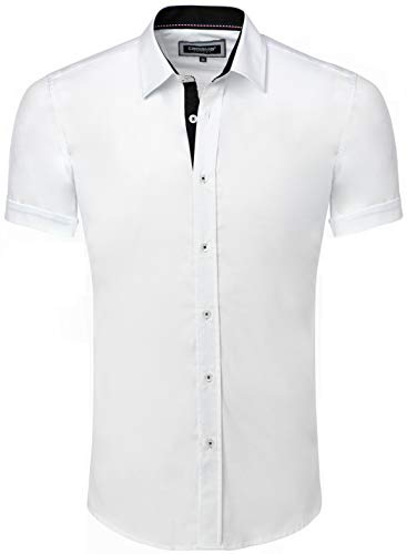 Carisma - Camicia casual da uomo a maniche corte e a maniche lunghe, slim fit, per il tempo libero, il lavoro, il matrimonio