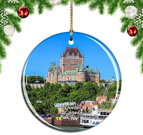 Weekino Canada Old Quebec Decorazione Natalizia Albero di Natale Ornamento Pendente sospeso Città Viaggi Souvenir Collection Porcellana da 2,85 Pollici
